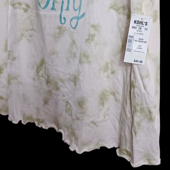 Lauren Conrad Intimates Lounge Set Tie Dye Tee Shorts White Green NWT Sz L - Picture 5 of 10